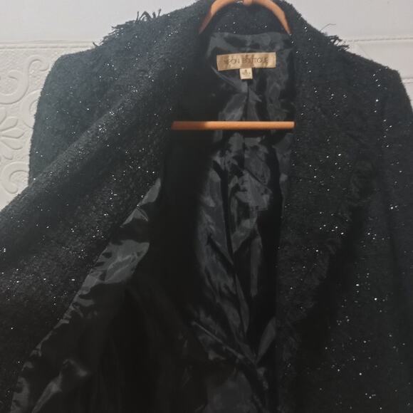 NIPON BOUTIQUE NOUVEAU EVENING TWEED METALLIC JACKET, BLACK - Picture 7 of 9